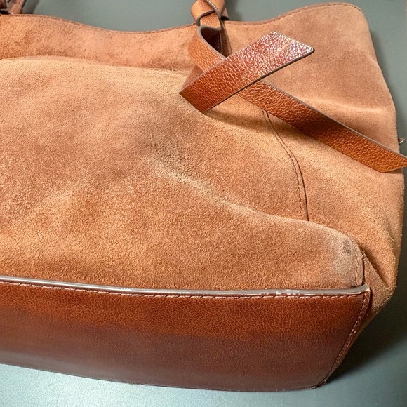 FOSSIL Rayna Brown Suede Leather Tote Bag - Picture 6 of 12